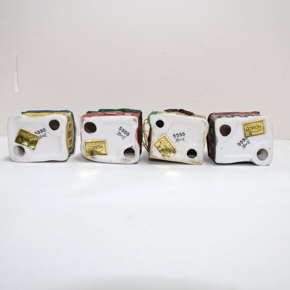 Vintage HOMCO #5555 Set of 4 Christmas Village Building Ornaments - Original Box - Picture 7 of 10